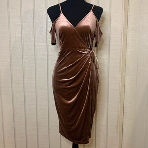 ASTR The Label velvet cold shoulder wrap dress, size small.